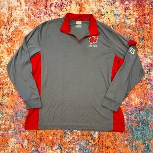 Wisconsin Badgers Quarter Zip Pullover Mens XL Gray Red Athletic Jacket NCAA